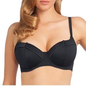 FREYA Fever UnderWire 36F Black Bikini Top Lightly Lined. EXC. COND.